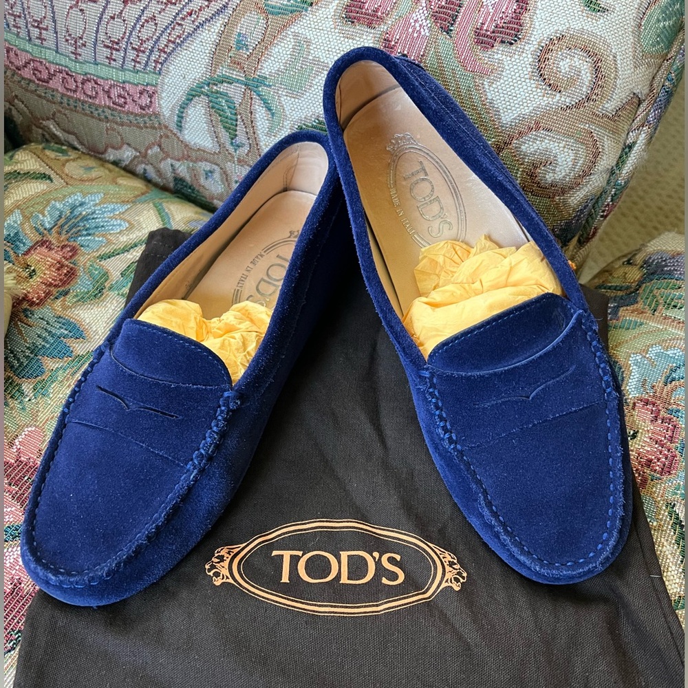 Tods Blue Suede Loafers-Driving Moccasins sz 37 Price Dropped - Picture 10 of 10
